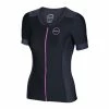 Zone3 Women's Aquaflo Plus Short Sleeve Tri Top - 2021 2 Zone3 Women's Aquaflo Plus Short Sleeve Tri Top - 2021 -Women's sports Sales Womens Aquaflo SS Top Black Grey Pink Front 84506.1582819042